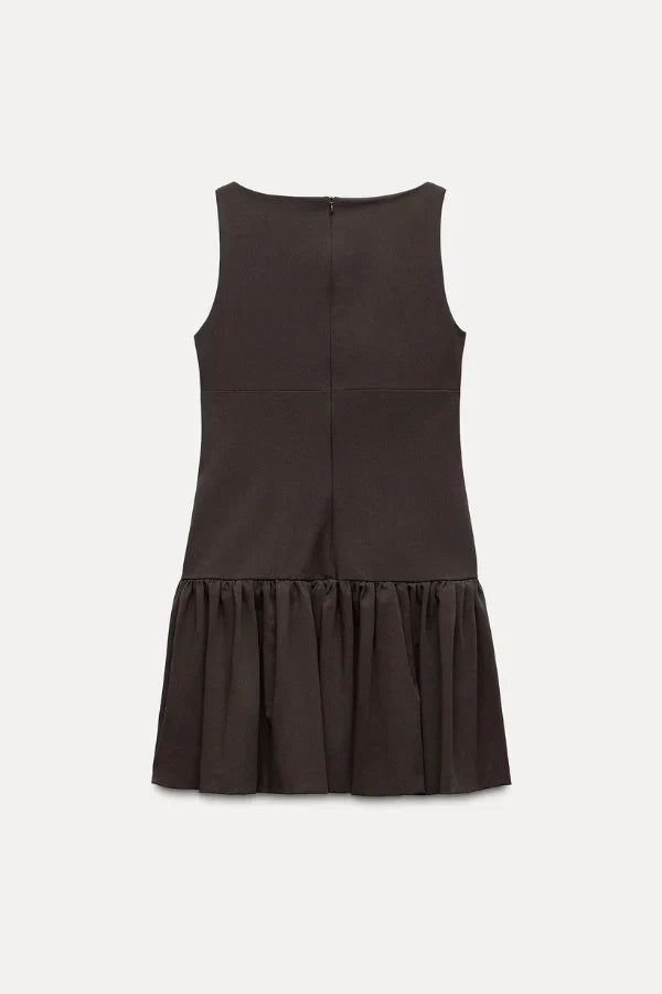 Florence Fiyonklu Fırfırlı Mini Elbise