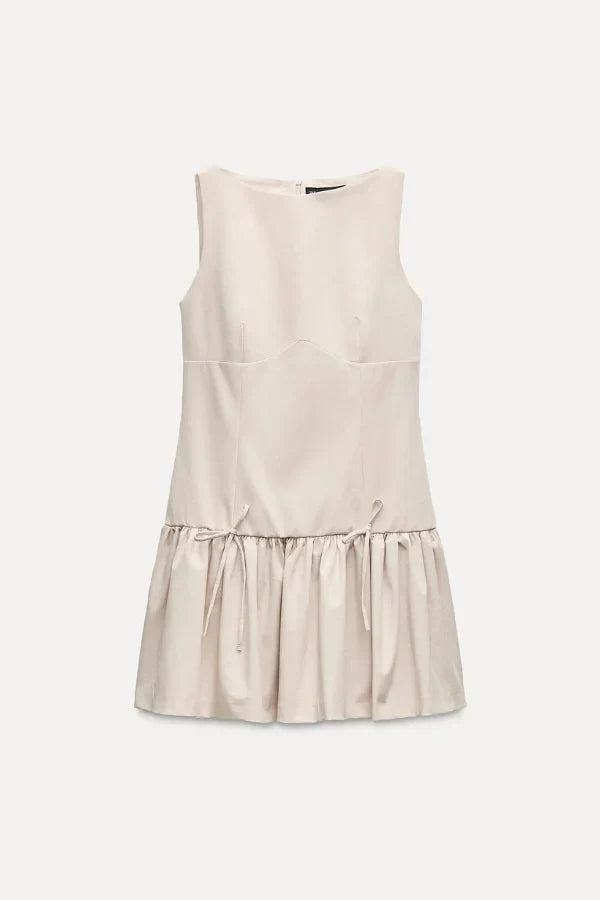 Florence Fiyonklu Fırfırlı Mini Elbise