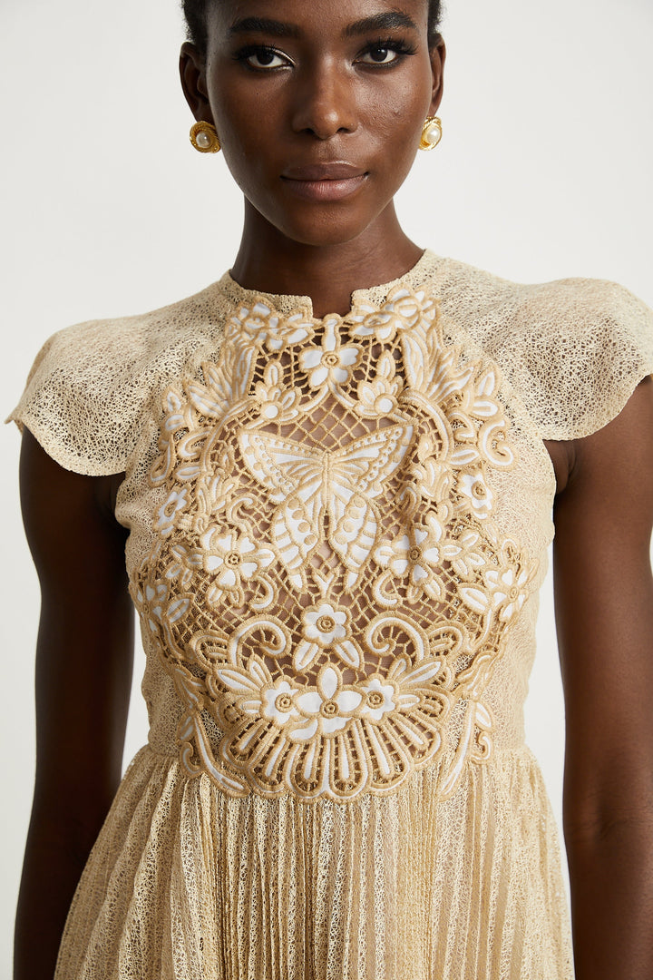 Nerissa pile midi elbise