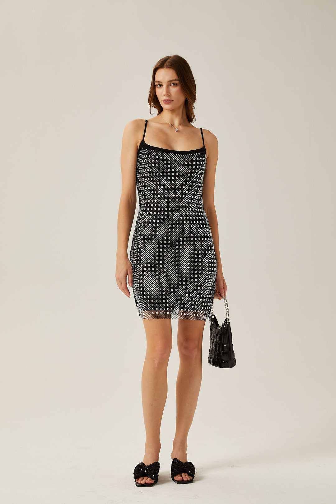 Clotilde kristal mini elbise