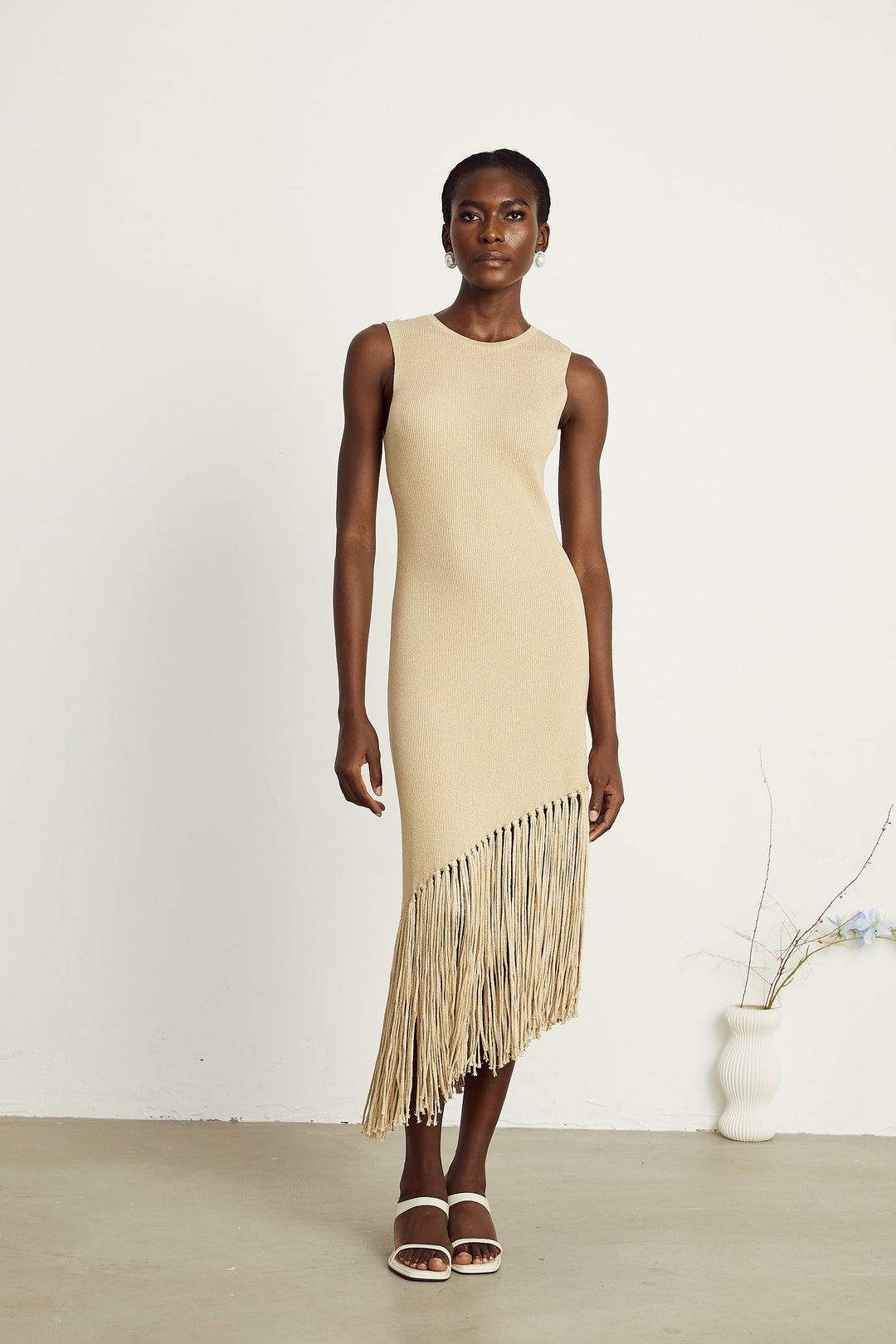 Sophie asimetrik midi elbise