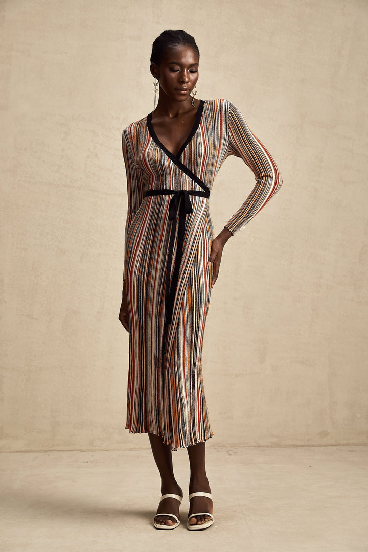 Adèle Stripe Midi Elbise