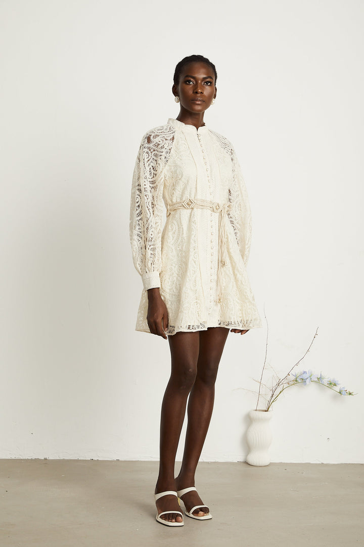 Delphine dantelli mini elbise