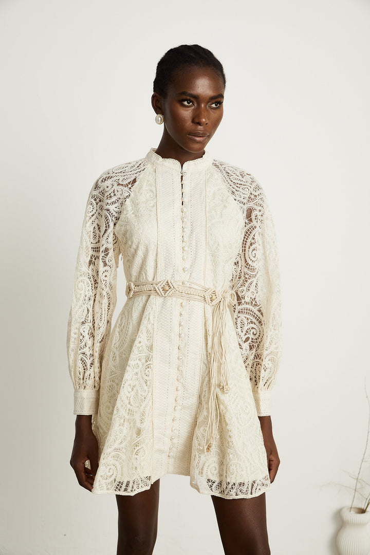 Delphine dantelli mini elbise