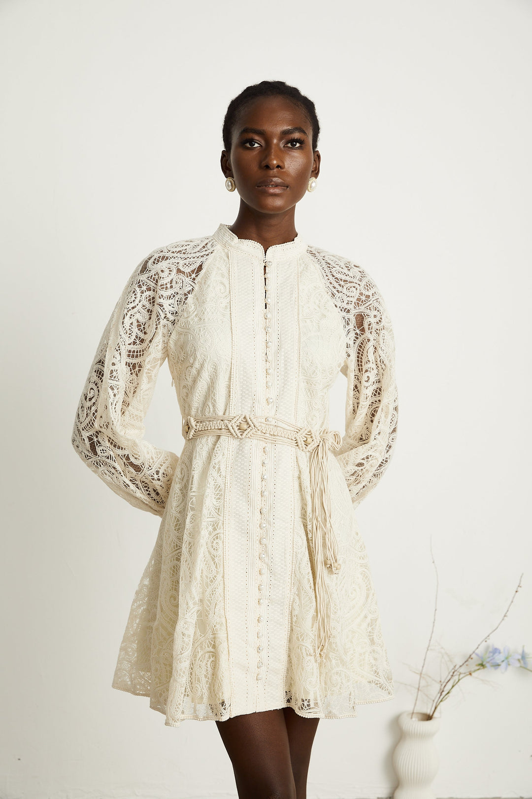 Delphine dantelli mini elbise