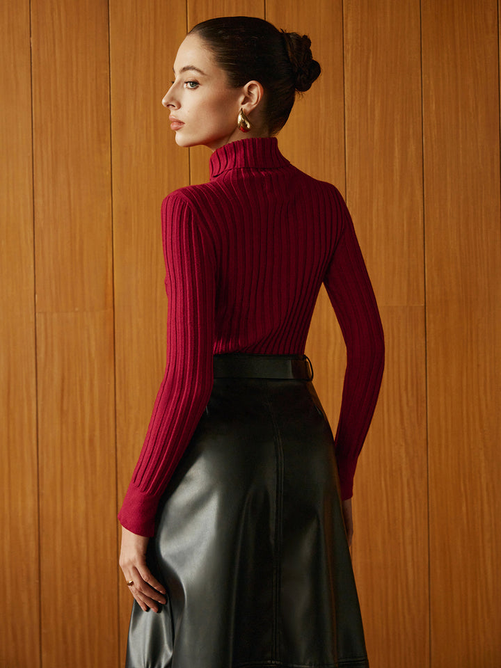 Turtleneck Ribanalı İnce Kazak