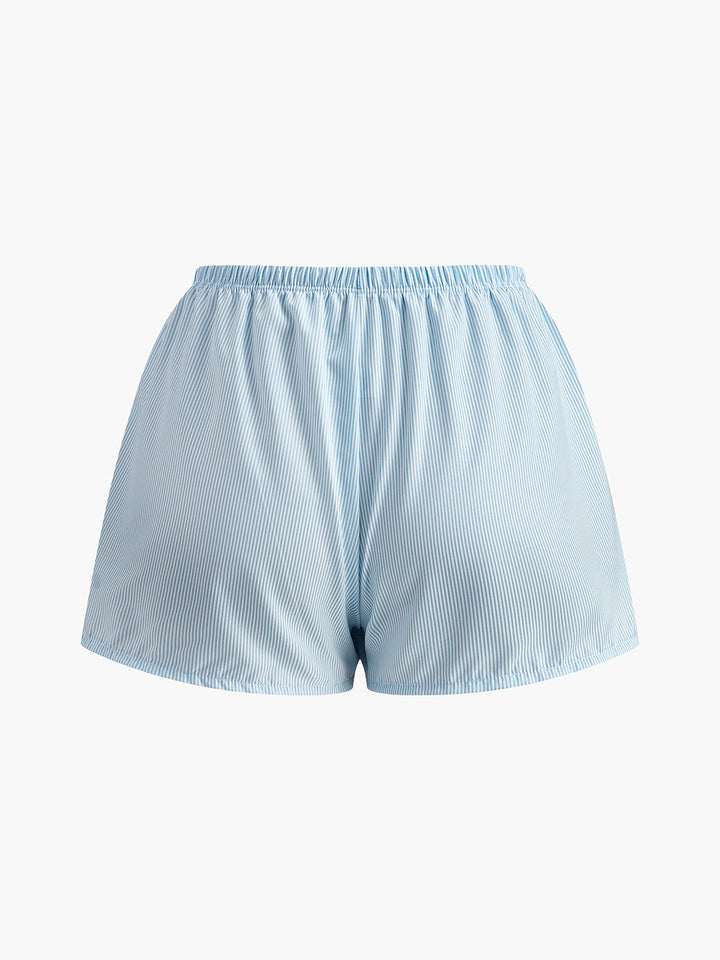 Çizgili Bikini Ve Eşleşen Şortlar