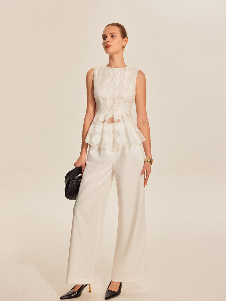 Yarı Şeffaf Geometrik Peplum Üst