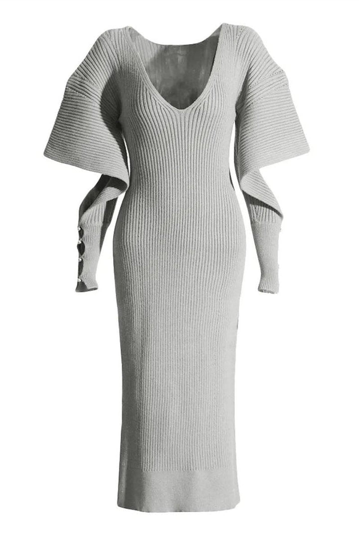 Alberta Cut-Out Batwing Kol Midi Triko Elbise