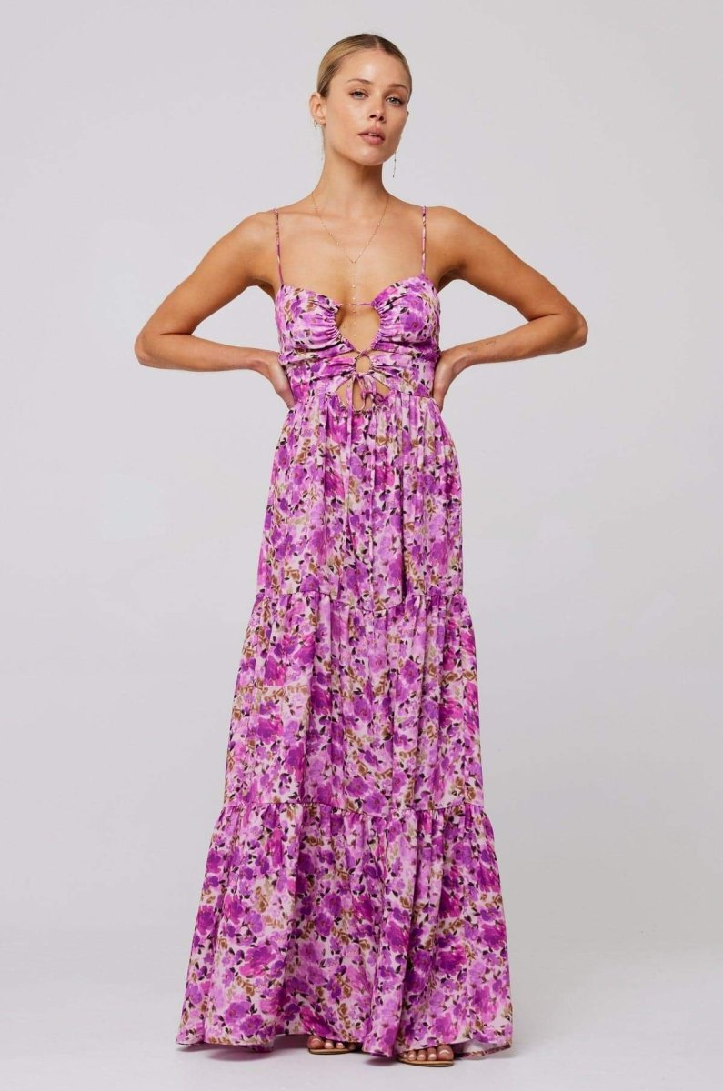 Beverly Baskılı Cut-Out Maxi Slip Elbise