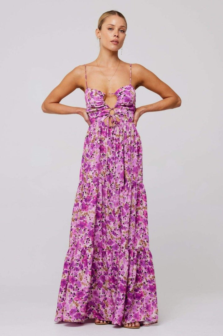 Beverly Baskılı Cut-Out Maxi Slip Elbise