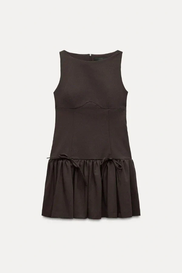 Florence Fiyonklu Fırfırlı Mini Elbise