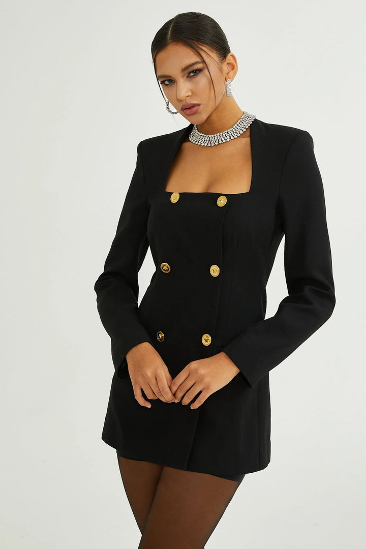 Hedy Kare Yaka Blazer Mini Elbise
