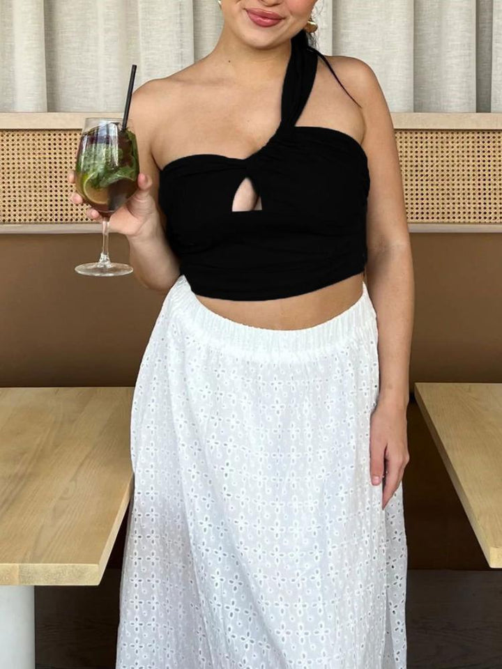 Laura Tek Omuzlu Crop Top