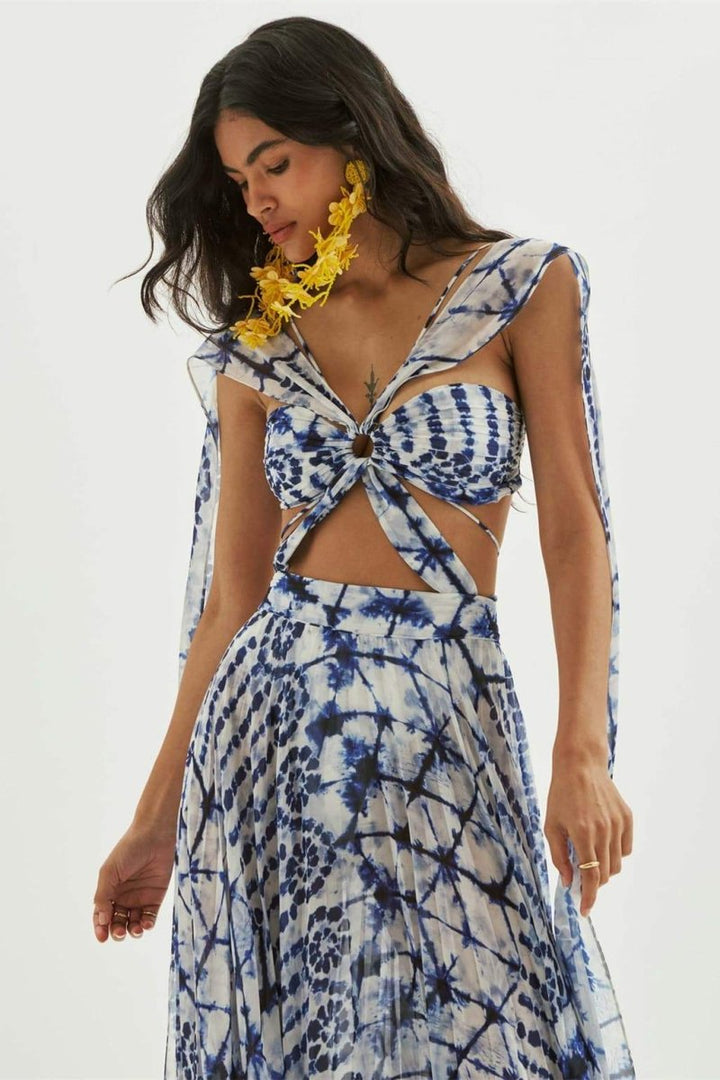 Virginia Baskılı Cut-Out Maxi Elbise